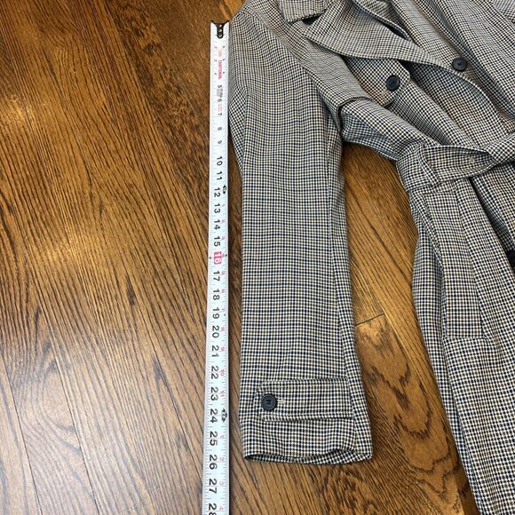 Topman Checkered Trench Coat Jacket Sz S Double Breasted Plaid Houndstooth $250 - Picture 5 of 12